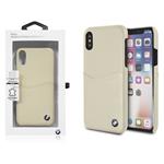 BMW GENUINE LEATHER SOFT CASE - CARD SLOT TAUPE PER IPHONE X 