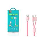 CAVO USB + MICRO USB + LIGHTNING DEVIA MAGNET 2 IN 1 ROSA 